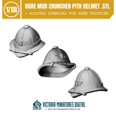 Ogre Mudcruncher Pith Helmet .STL Download Victoria Miniatures