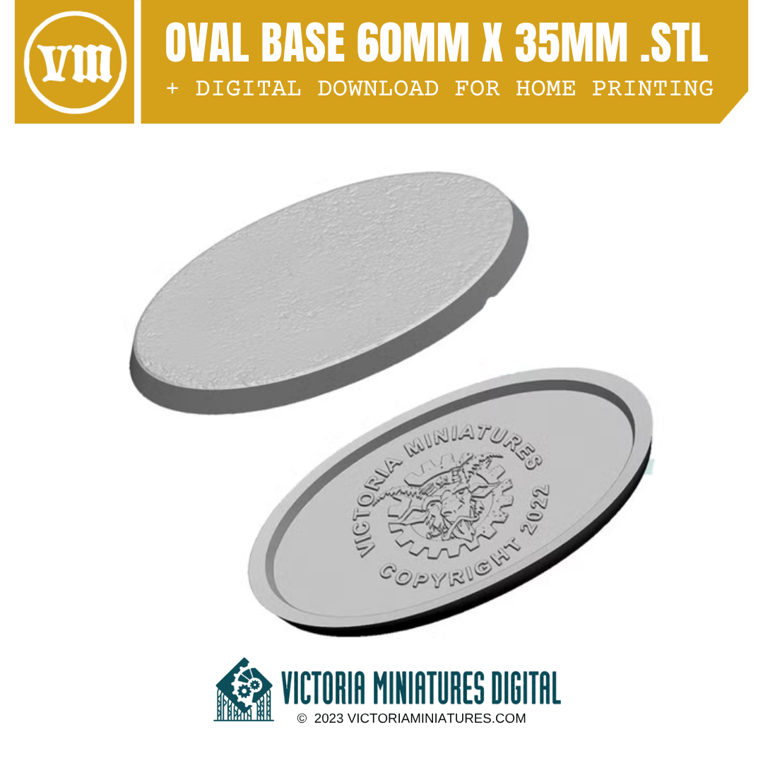 Oval Base 60mm x 35mm .STL Download Victoria Miniatures
