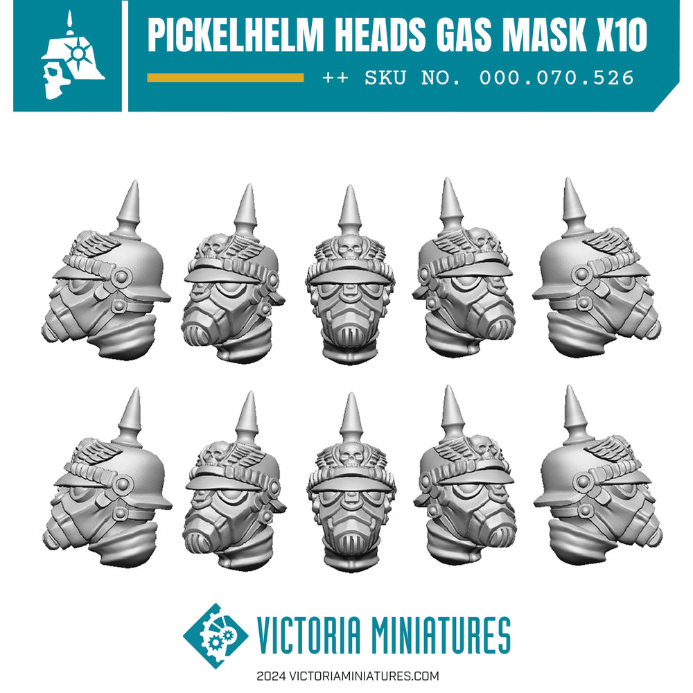 Pickelhelm Heads with Gasmask and Collars