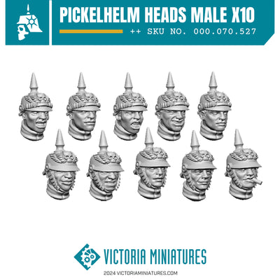 Male Pickelhelm Heads with Collars x10