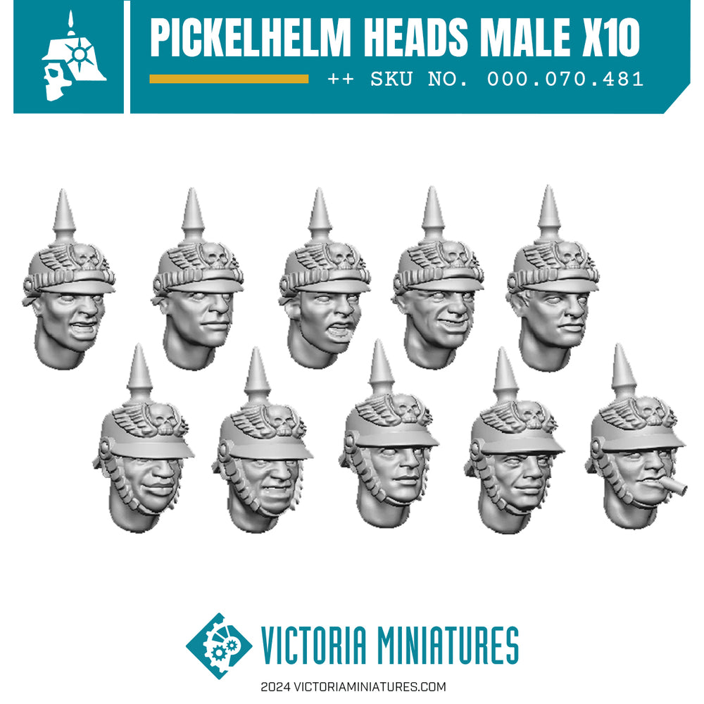 Male Pickelhelm Heads x10