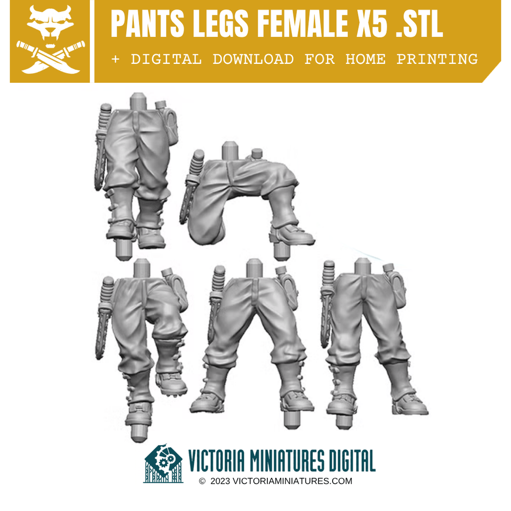 Van Diemen's World Devils Pants Legs Female x5 .STL Download Victoria Miniatures