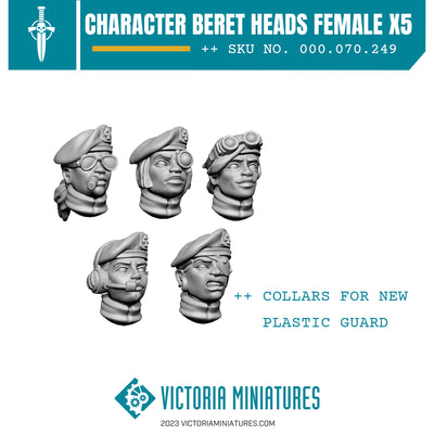 Character Beret Collared Heads Female x5