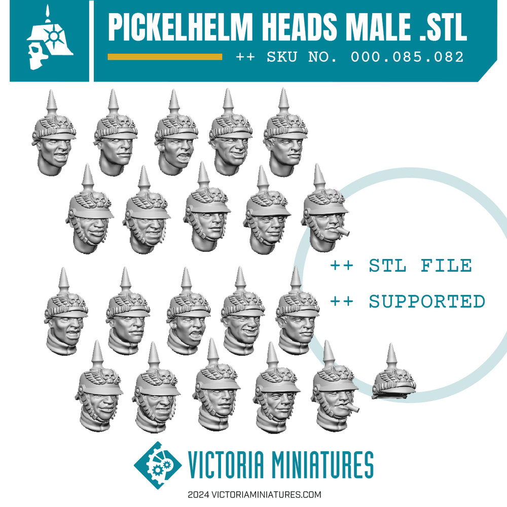 Pickelhelm Heads Male .STL Download