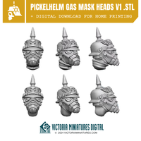 Pickelhelm Gas Mask Heads V1 .STL Download Victoria Miniatures