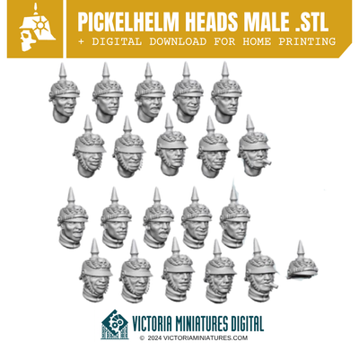 Pickelhelm Heads Male .STL Download Victoria Miniatures