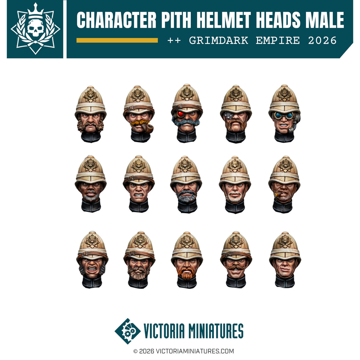 Pith Helmet Character Heads Victoria Miniatures