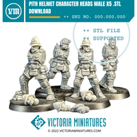 Pith Helmet Character Heads Male x5 .STL Download