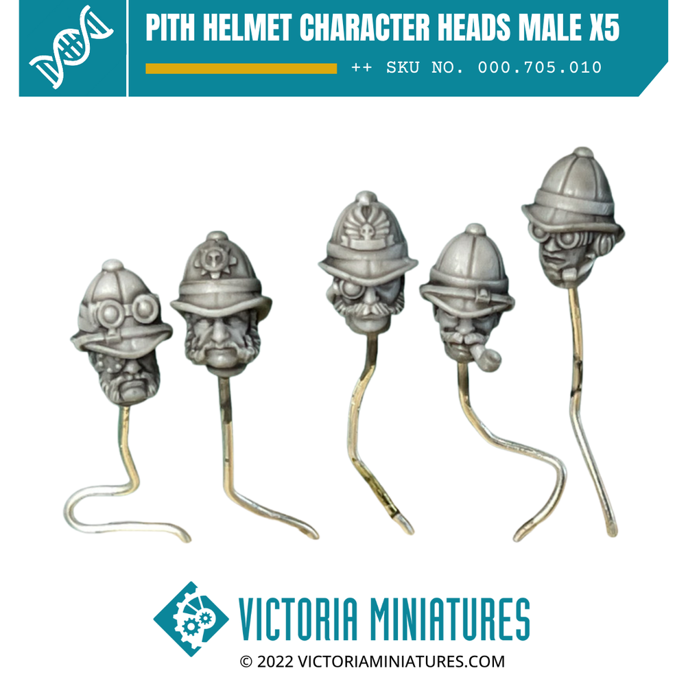 Pith Helmet Character Heads Male x5