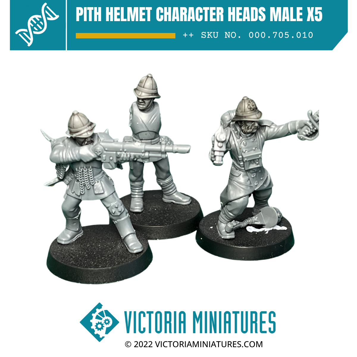Pith Helmet Character Heads Male x5