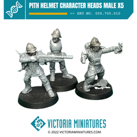 Pith Helmet Character Heads Male x5