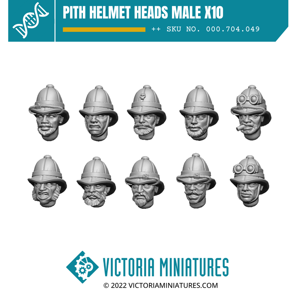 Pith Helmet Heads Male x10