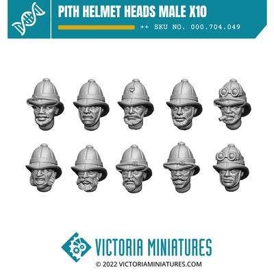Pith Helmet Heads Male x10