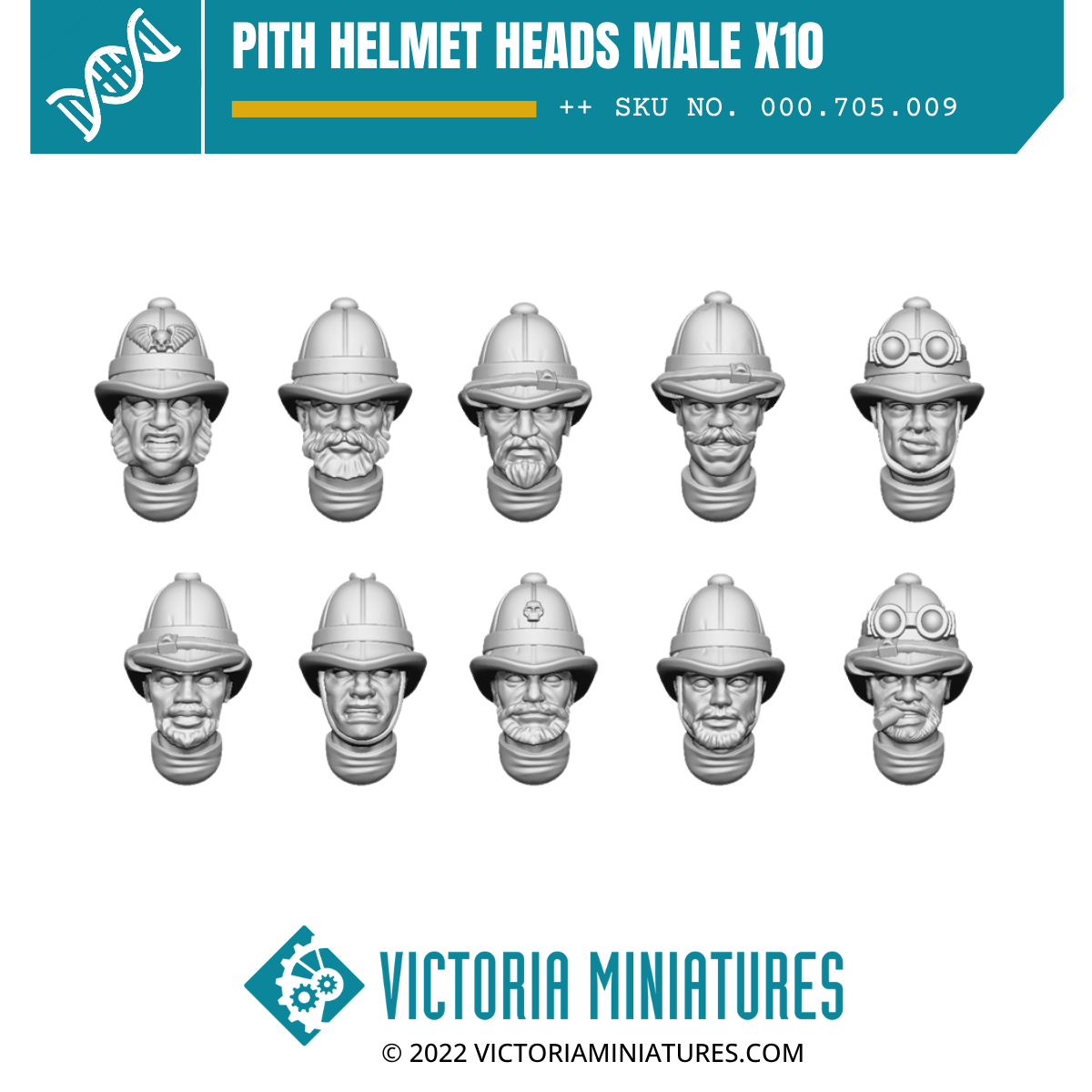 Pith Helmet Heads Male x10