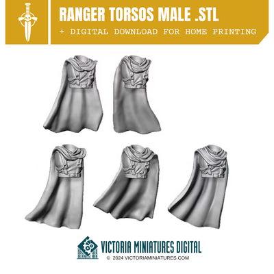 Ranger Torsos Male Remastered. STL Download Victoria Miniatures