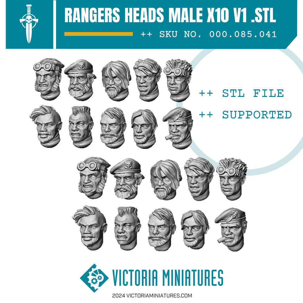 Ranger Heads V1 Male. STL Download