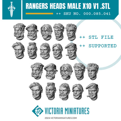 Ranger Heads V1 Male. STL Download