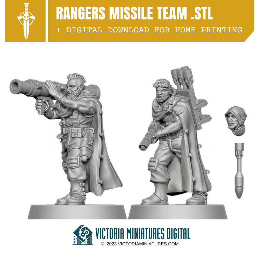 Border World Rangers Missile Team .STL Download Victoria Miniatures