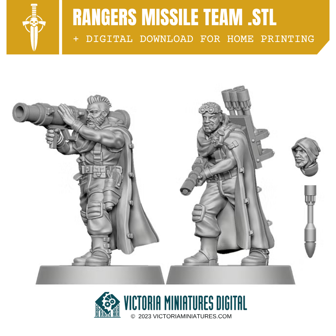 Border World Rangers Missile Team .STL Download Victoria Miniatures
