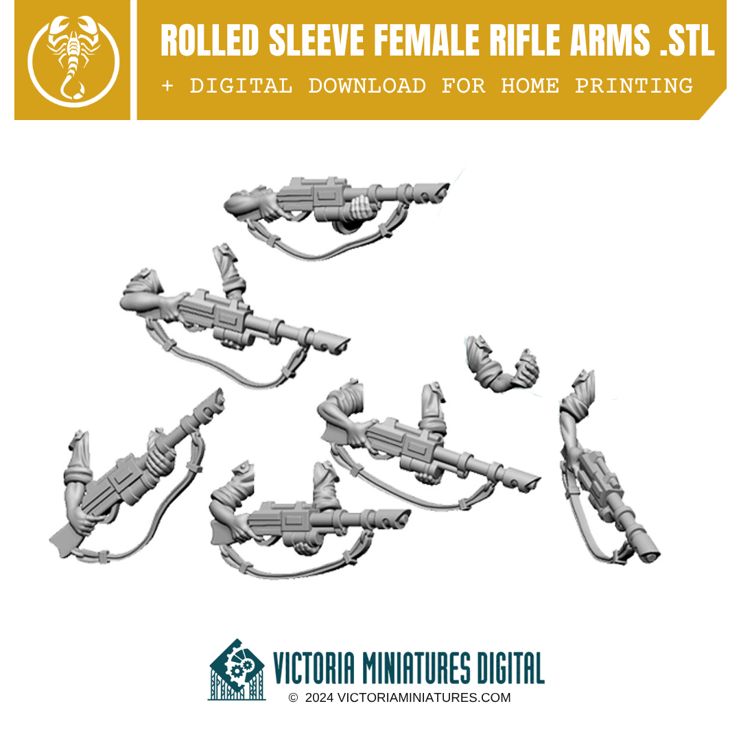 Rolled Sleeve Female Rifle Arms .STL Download Victoria Miniatures