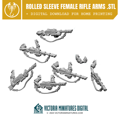 Rolled Sleeve Female Rifle Arms .STL Download Victoria Miniatures