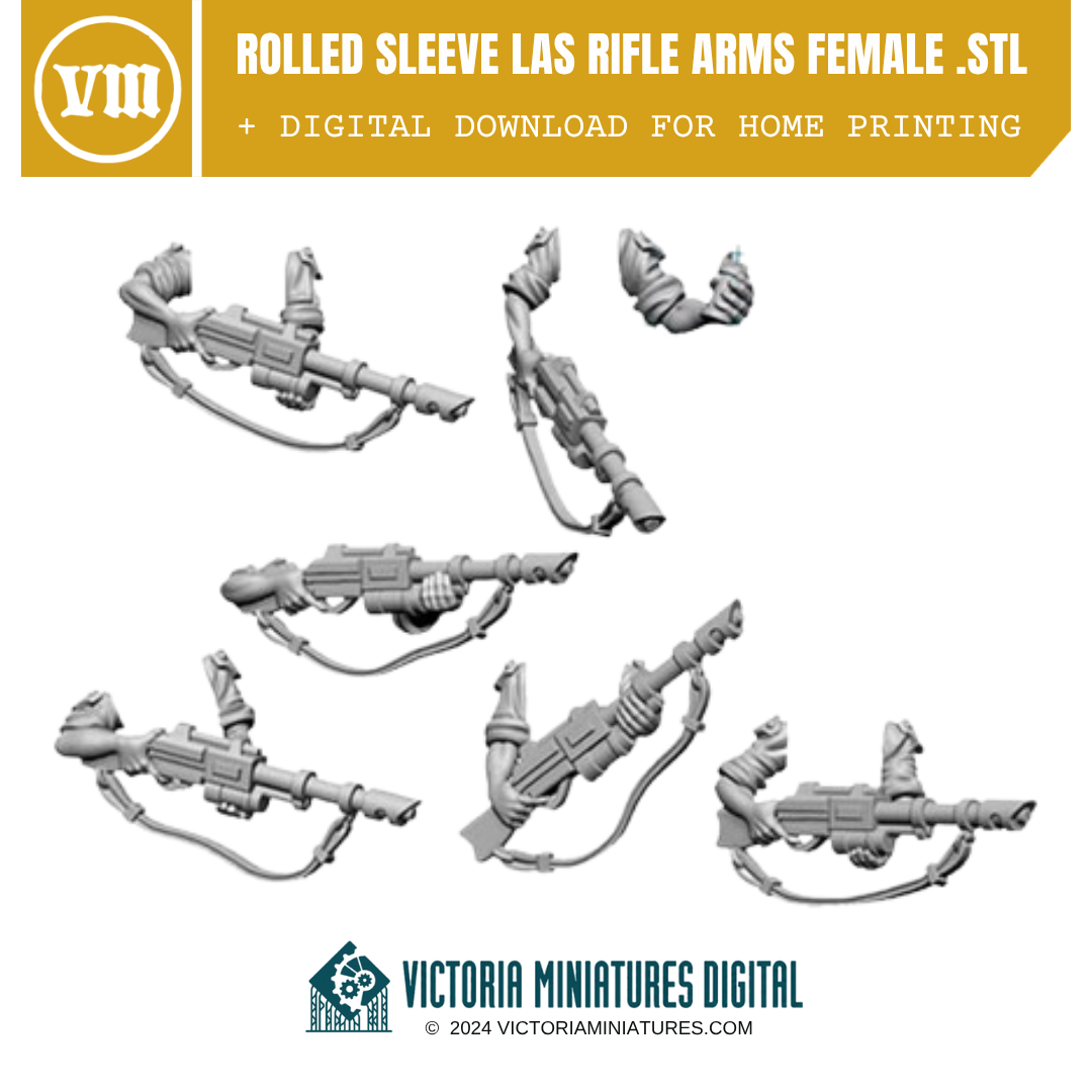 Rolled Sleeve Las Rifle Arms Female .STL Download Victoria Miniatures