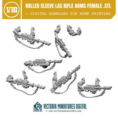 Rolled Sleeve Las Rifle Arms Female .STL Download Victoria Miniatures