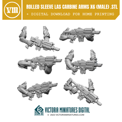 Rolled Sleeve Male Carbine Arms .STL Download Victoria Miniatures