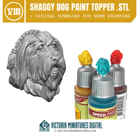 Shaggy Dog Paint Bottle Topper Swatch .STL Victoria Miniatures