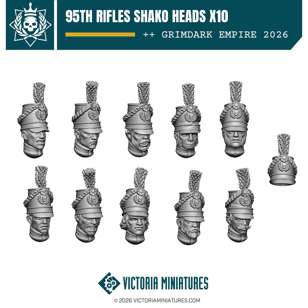 95th Rifles Shako Heads (Male) Victoria Miniatures