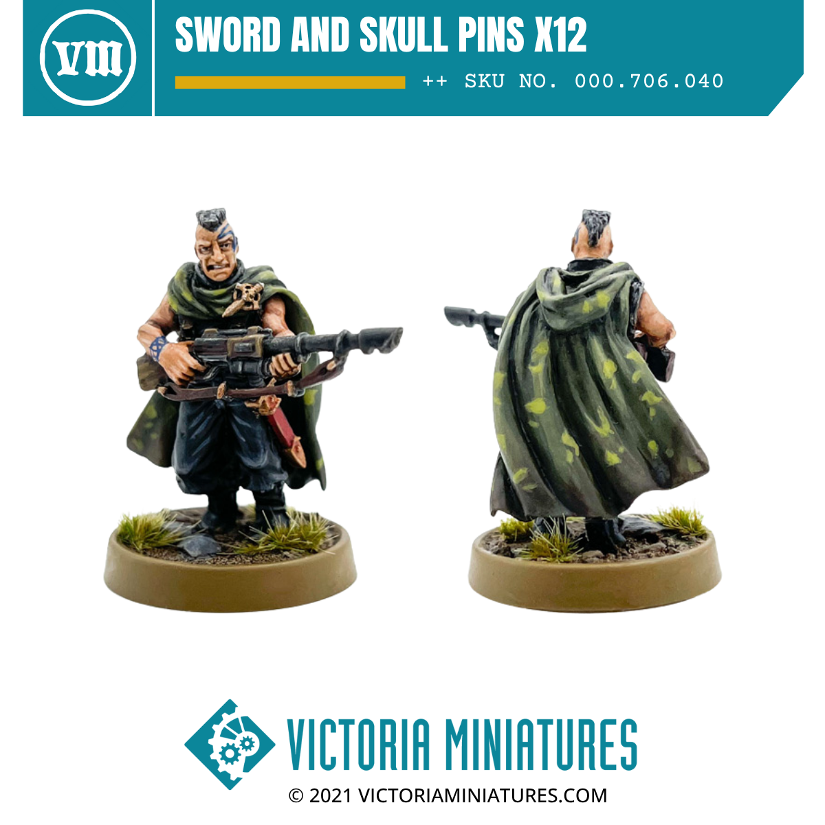 Sword and Skull Pins x12