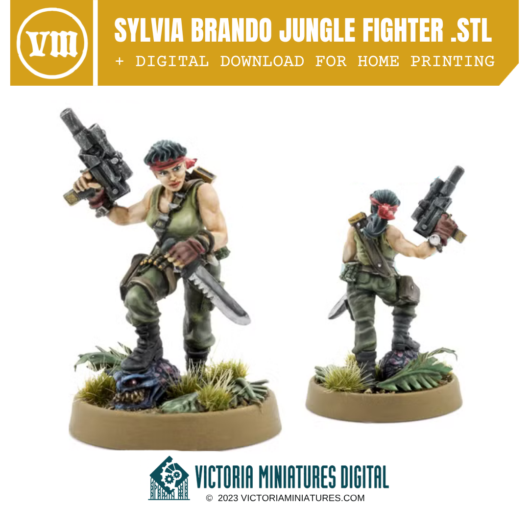 Sylvia Brando Jungle Fighter .STL Download Victoria Miniatures