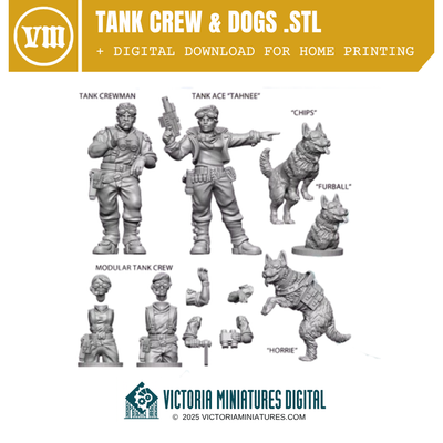 Tank Crew and Dogs .STL Download Victoria Miniatures
