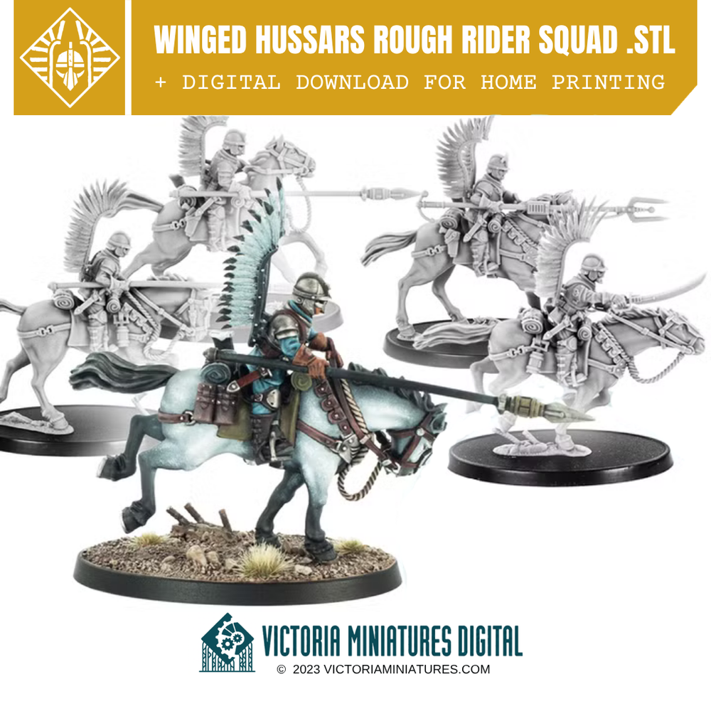 Winged Hussars Rough Rider Squad .STL Download Victoria Miniatures