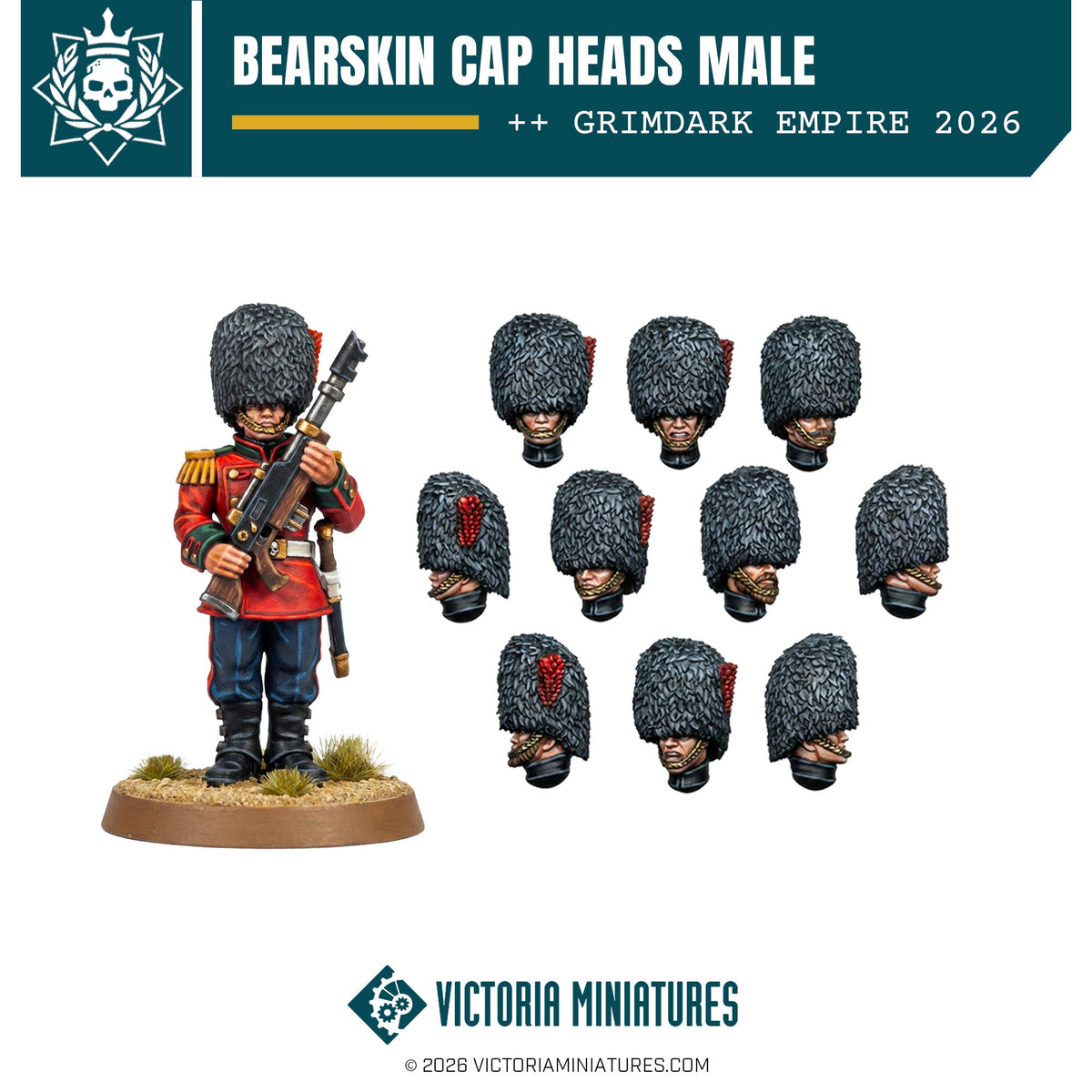 Bearskin Cap Heads (Male) Victoria Miniatures