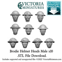 Brodie Helmet Heads Male x10 .STL Download