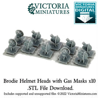 Brodie Helmet Gas Mask Heads x10 .STL Download