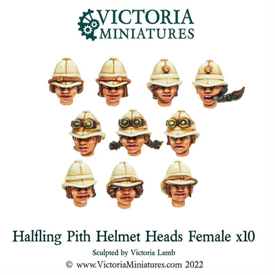 Halfling Pith Helmet Heads Female x10
