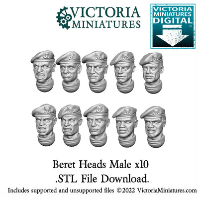 Beret Heads Male x10 .STL Download