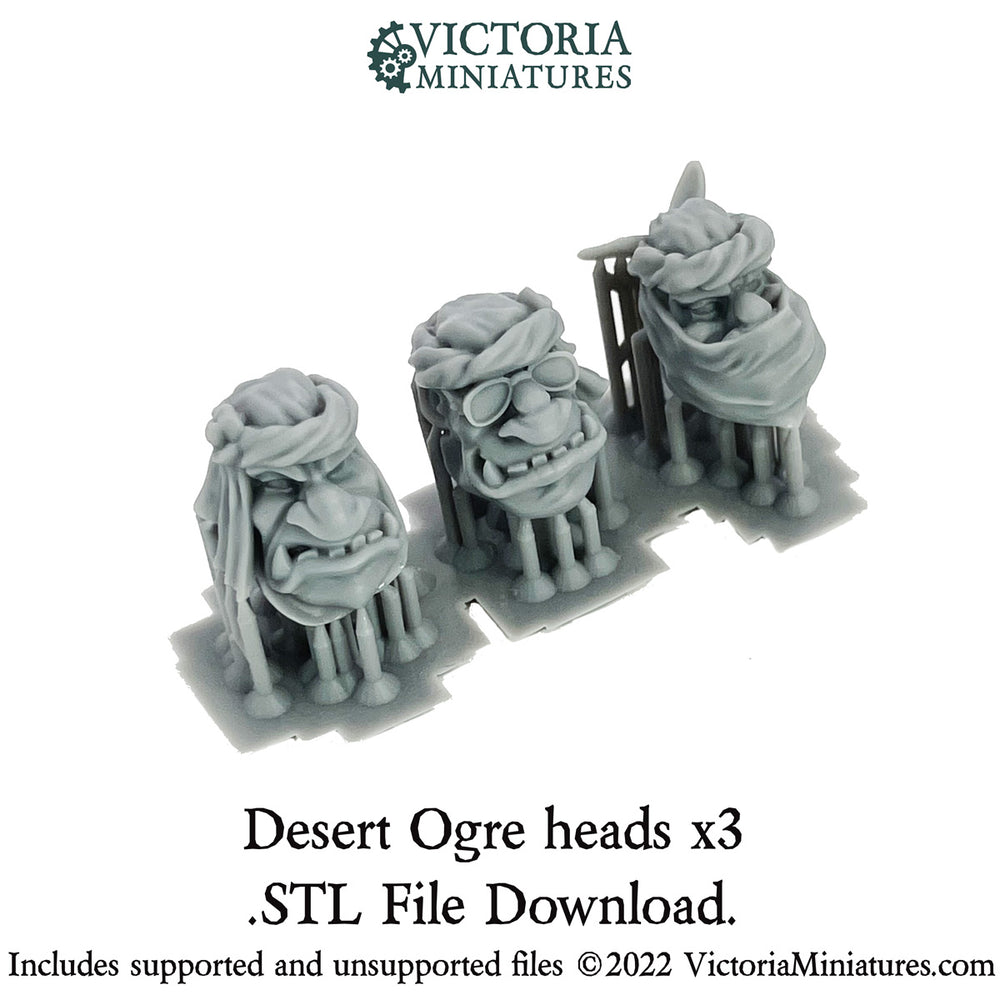 Desert Ogre Heads x3 .STL Download