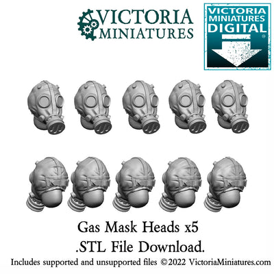 Gas Mask Heads x5 .STL Files