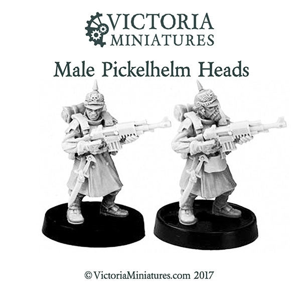 Male Pickelhelm Heads with Gasmask x10